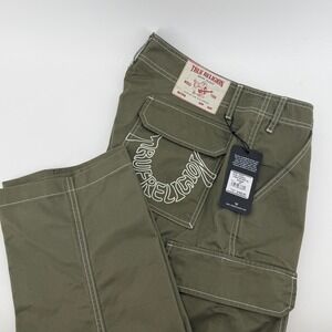$169 NEW Mens True Religion Kalamata Cargo Pant HS Olive Green Size 32